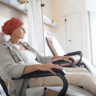 Femail patient waits for chemotherapy at Wayne UNC Health Care