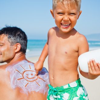 Child playing in warm weather.