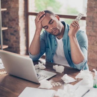 Man deciding to see doctor for flu