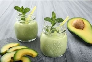 Glass of Avocado Melon Breakfast Smoothie